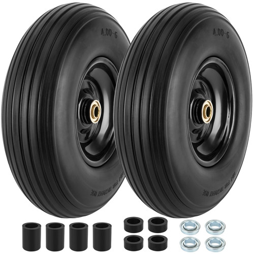 2 PCS 4.00-6 Flat-free Tire and Wheel, 13" Wheelbarrow Wheels and Tires