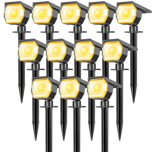 Peasur 12 Pack Solar Spot Lights Outdoor Waterproof, Landscape Spotlights