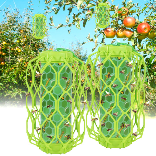 2 Pack Wasp Trap Outdoor Hanging, Carpenter Bee Catchers for Outside(Green)