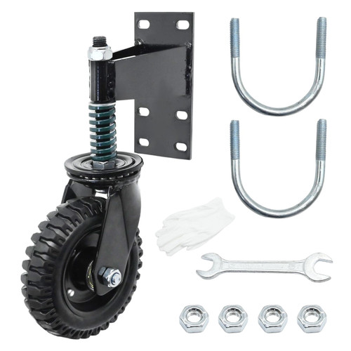 VIKKSAER 6‘’ Fence Gate Wheel with Brake, 500lb Capacity Heavy Duty Fence Gate Wheel,360 Degree Swivel Spring-Loaded, for Metal Tube Gate for Swing Gate Support
