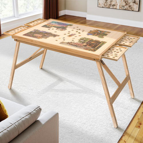 TEAKMAMA 1500 Pieces Puzzle Table, 27.6"H Puzzle Board with Legs for Adults