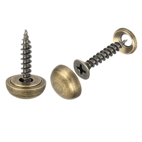 uxcell 12Pcs Brass Decorative Screws with Caps, 15mm Mirror Screws Cover Self-Tapping Screws for Furniture Fixing, Bronze
