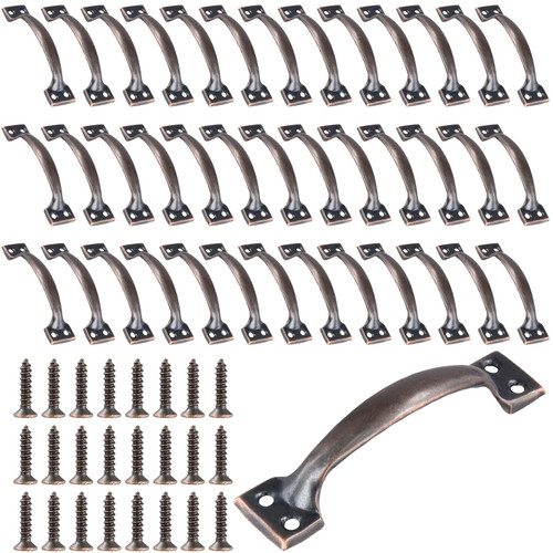 ZEONHEI 40 Pack Black Metal Gate Handles, 4 Inch Door Pull Handle Shed with Screws, Screen Door Handle Fence Gate Handles for Outdoor Fences Wooden Doors