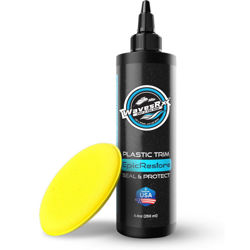 WAVESRX EpicRestore Marine Trim Restorer & Vinyl Protectant | Plastic Restorer for Boats & PWC | Ceramic Coating UV Protection & Boat Cleaner | Boat cleaning supplies | Boat vinyl cleaner – 8.4 fl oz