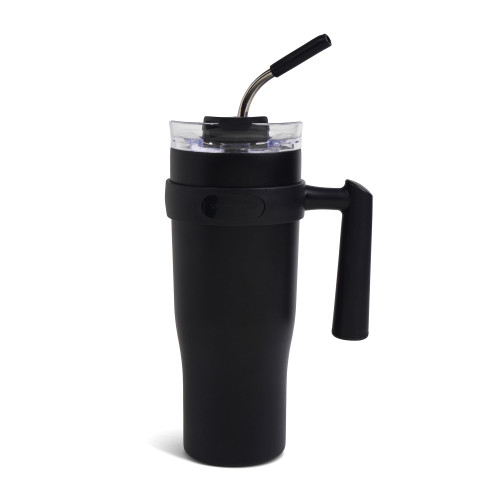 Hydragear Juno Stainless Steel Tumbler with 2-in-1 Lid and Reusable Straw - 40 Oz - Onyx Powder Coat