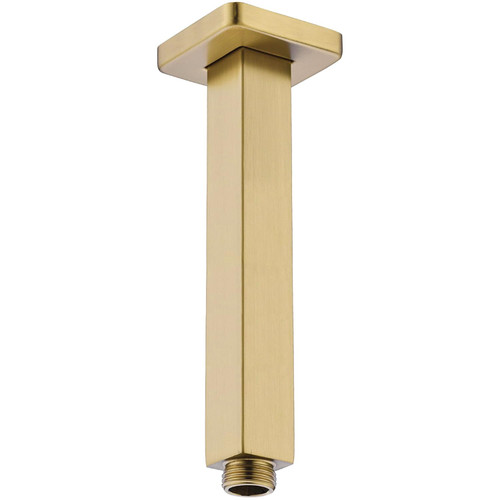 HOMYEP Shower Arm with Flange 8 Inch Square Shower Arm Extension for Rainfall Shower Head, Ceiling Mount Straight Shower Arm, SUS304 Stainless Steel, Brushed Gold