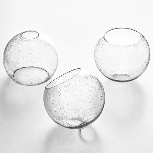 3 Pack Fixture Replacement Globe Shade, 6 Inch Diameter, E26 Base 1-5/8 Inch Fitter, Glass Globe Lampshade Cover for Pendant Wall Sconce Chandelier Vanity Light (3 Pack 6 Inch Clear Seeded Glass)