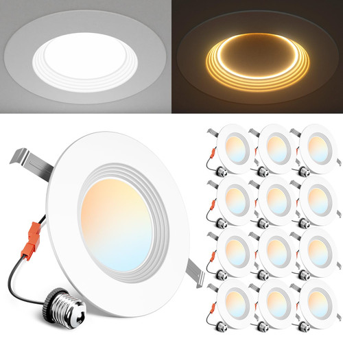 Ensenior 12 Pack 5/6 Inch 5CCT LED Recessed Lighting with Night Light