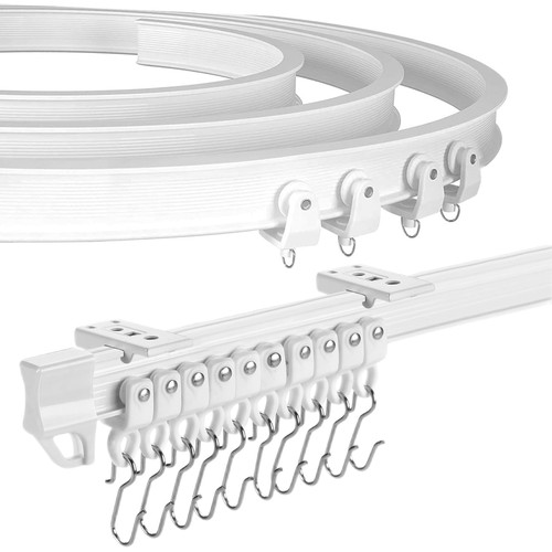 XCK Flexible Ceiling Curtain Track 10m/32.8ft, Bendable Ceiling Mount Curtain Track System for RV, Curved Shower Curtain Rod, Room Divider, Hospital Curtain Track, Ceiling Track for Curtains, White