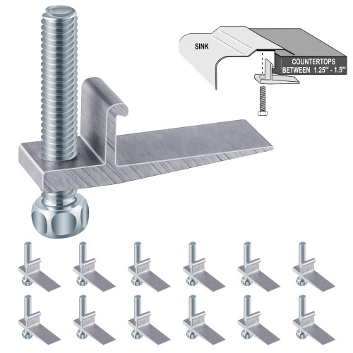 12 Pack Sink Clips for Countertop Sinks, J Channel Mounting Kit