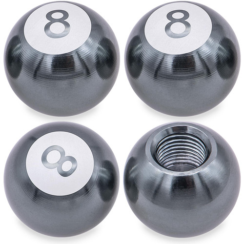 MEAJOO 4PCS Pool 8 Ball Tire Valve Stem Caps, Aluminum Alloy Corrosion Resistant Leak-Proof Tire Air Cap Set, Universal for Cars, Trucks, Bikes, Motorcycles, Bicycles Tire Caps(Gray)