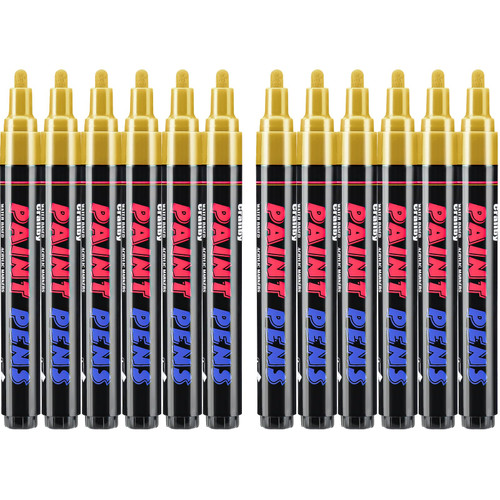 Craiiby Green Paint Pens Paint Markers - 12 Pack Permanent Quick Dry Waterproof Marker Pens for Rocks Wood Fabric Plastic Canvas Glass Mugs Metal Tire Stone