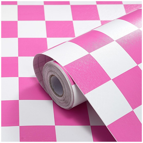 OSECAGE Pink Peel and Stick Wallpaper Checkered Contact Paper 17.7"x78.8"
