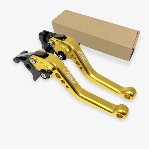 R1 Short Clutch Brake Levers for Yamaha YZFR1 1999-2024 YZF R1 R1M RS 2016 Motorcycle Accessories Adjustable Control Handles (Gold_Glossy, YZF R1 2002-2003)
