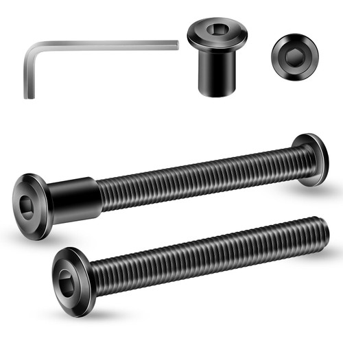 1/4-20 x 2-1/2" 20Pcs Flat Head Hex Socket Cap Screws Bolts Barrel Nuts Kit, 304 Stainless Steel 18-8, Full Thread, Black Oxide by SG TZH (with Hex Spanner)