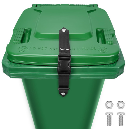 PAHTTO Trash Can Locks for Animals, Universal Garbage Can Lock, Nylon Bear Proof Trash Bin Lid Lock, Adjustable and Easy to Install, Heavy-Duty Garbage Can Strap for Outdoor Trash Can