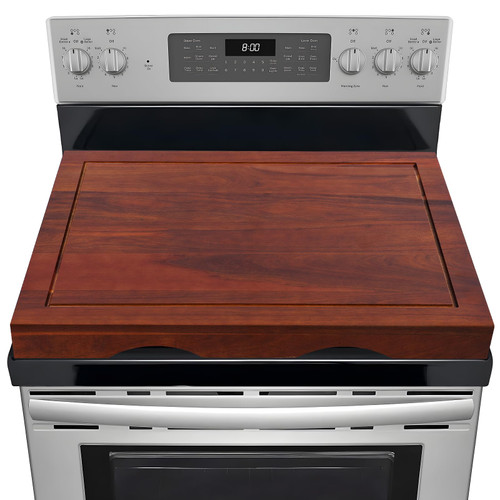 Acacia Wood Stove Top Cover - Electric & Gas Stove - 30"L x 22"W x 2.5"Th Raised Cutting Board with Adjustable Legs & Juice Grooves
