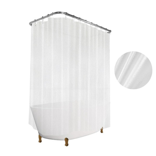 Clawfoot Tub Shower Curtain Heavy Duty 180x70Inch Clear Liner All Warp Around Extra Wide 36 Metal Hooks Bath Curtain for Clawfoot Stand Up Tub Bathroom PEVA Plastic Durable Waterproof Liner,Silk