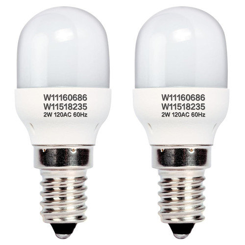 CZECHENG 2PCS W11518235 W11160686 Refrigerator LED Lamp Light Bulb Replacement 120V 2W Fits for Whirlpool Kenmore Refrigerator Bulb W10865839, WPW10473925, W10473925, W10574850, W10809515