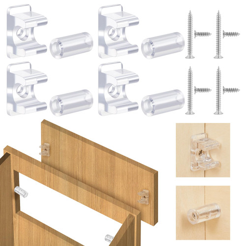 Juexica 4 Pairs False Cabinet Front Clip False Drawer Clips, Transparent