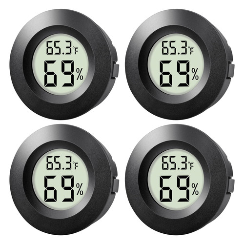 WWHAKO 4-Pack Mini Hygrometer Thermometer Indoor Round Humidity Meter