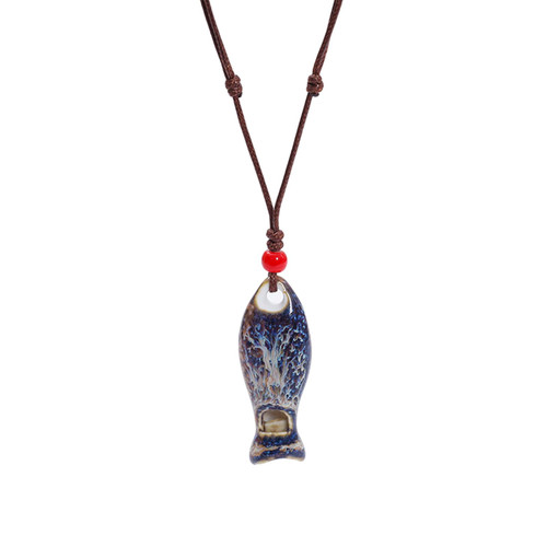 POYAMUSE Ceramic Fish Whistle Pendant Necklace for Women - Handmade Whistle Necklace, Fish Necklace for Women (Flower)