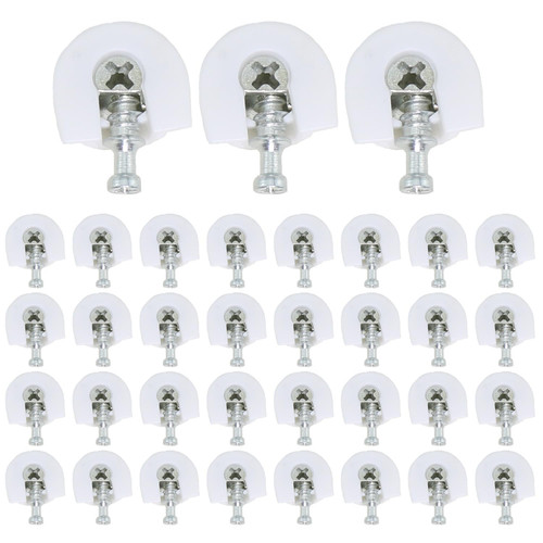 Bxian 35PCS 21x20x10mm White Shelf Support Bracket Threaded Cam Lock Shelf Support Bracket Closet Furniture Stud Pin with Screw for Cabinet Closet Wardrobe Desk