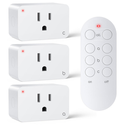 STRIPOO Remote Control Outlet Plug Wireless Remote Light Switch Kit for Household Appliances 15A/1800W, 100ft Range, FCC Listed,3 Sockets + 1 Remote