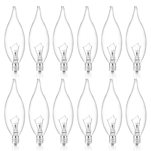 SerBion E12 B10 Clear Candle Base Bulb with Warm White 2700K, 40W Candelabra Light Bulbs, 400 Lumen Dimmable, 120V Incandescent Chandelier Light Bulbs for Pendants, Ceiling Fan, Wall Sconces (12-Pack)