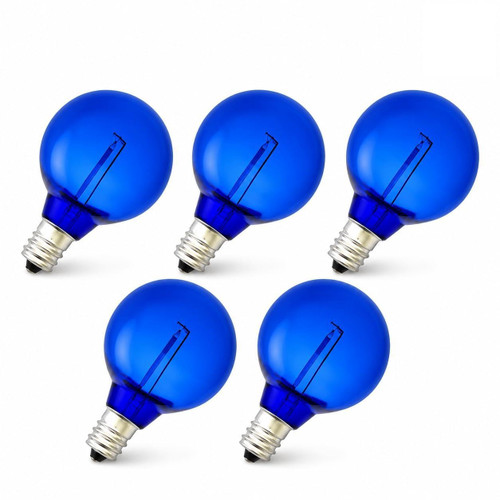 NICONIK G40 Blue LED Replacement Bulbs, E12 Candelabra Base, 5 Pack