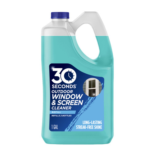 30 SECONDS Outdoor Window & Screen Concentrated Cleaner for Glass, Patio Doors, Fiberglass, Furniture - No Screen Removal Required, Spray & Rinse - Refill for Hose End Sprayer Bottles, 1.1 Gallon