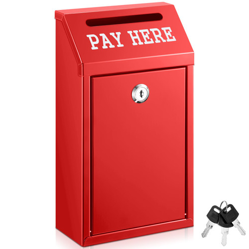 Yaocom Metal Money Cash Box,Red,10.2 X 5.7 X 2.8 Inch