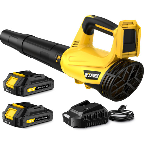 Leaf Blower, Electric Cordless Leaf Blower with 2 Batteries and Charger, 2 Speed Mode, Lightweight Cordless Blower for Blowing Leaves, Patio Cleaning, Blowers for Lawn Care and Dust