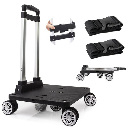 Backpack Trolley with 5 Swivel Wheels, Large Base Folding Luggage Cart