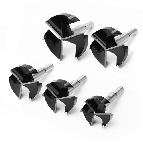 5Pc Forstner Drill Bit,1-3/4",2",2-1/8",2-1/2",3" Triple Flute Tungsten