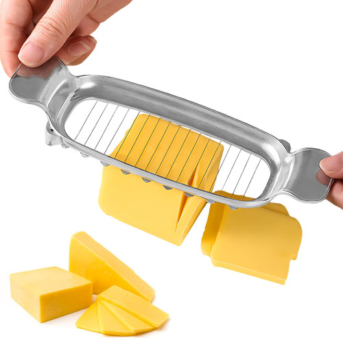 Butter Slicer Cutter,Stainless Steel Wire Butter Slicer,Cooking Baking Cheese Slicer,Double-sided Handle Butter Cutter,Cheese Slicer Kit for Butter,Block Cheese,Fruit Baking