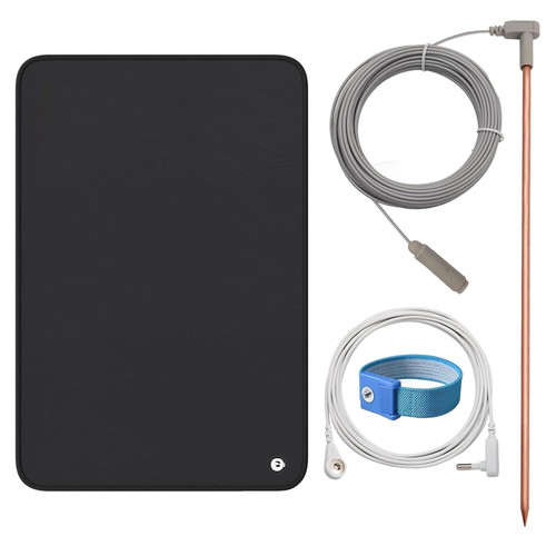 Bitiontry Copper Grounding Rod with 40ft Female Ground Cord, Portable Ground Rod Kit,Great for Grounded Earth Connected Products (Grounding Rod Kit with 24 * 16” Grounding Mat ，Grounding Wristband)
