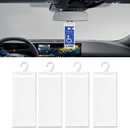 QZTYTY 4PCS Handicap Placard Holder, Disabled Parking Permit Holder, 11.6" × 5" Ultra Transparent Handicapped Placard Holder, Universal Car Accessories for Handicap Parking with Large Hanger (4PCS)