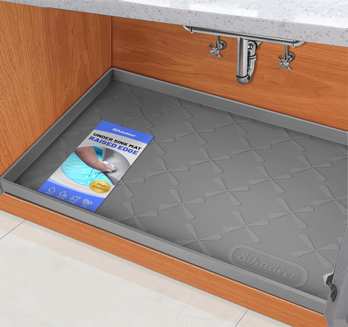 SIKADEER Waterproof Under Sink Mat 31" x 22" Kitchen Cabinet Liner Silicone