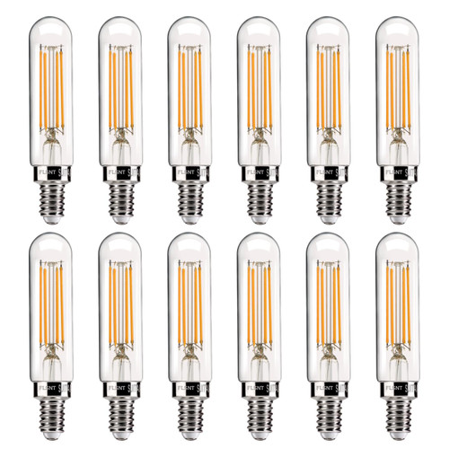 FLSNT 60W Equivalent Candelabra LED Light Bulbs, Dimmable T6/T25 LED Chandelier Bulbs, CRI 82, 2700K Soft White, E12 Base, 500LM, 5.5W, 12 Pack