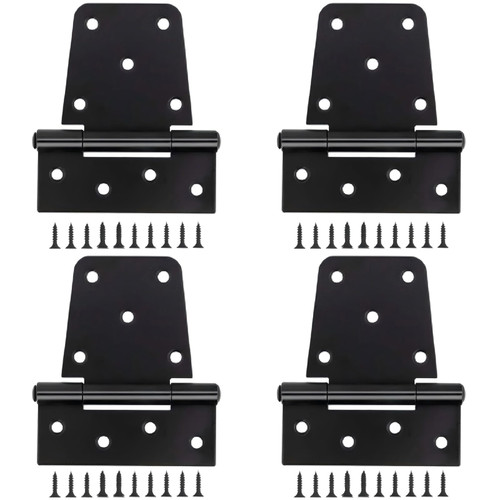 3-1/2" Heavy Duty Gate Hinges, 4 Pack Black Iron Shed Door Hinges, Heavy Duty T Hinges Gate Hinges for Barn Wood Fence Gate Hinges with 72PCS Screws