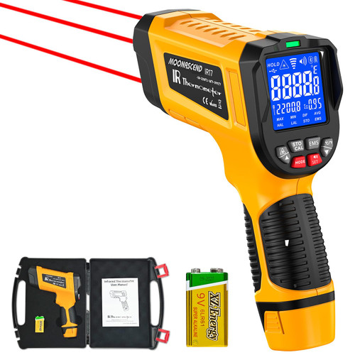 MOONASCEND 3992°F Infrared Thermometer，Triple Laser，50:1 for Kiln Forge