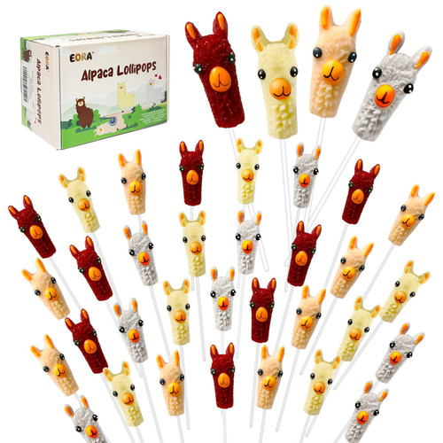 32 Pack Alpaca Lollipops Candy Suckers - Assorted Fruit Flavors