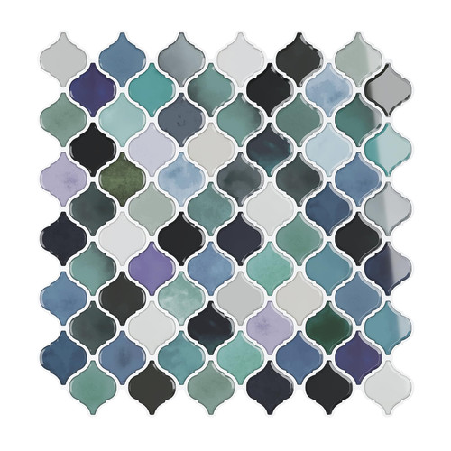 VEELIKE Teal Green Arabesque Backsplash Tile Peel and Stick Backsplash for Kitchen 6 Sheets 12''x12'' Waterproof Self Adhesive Back Splash Stick on Wall Tiles for Kitchen Bathroom Renter Friendly