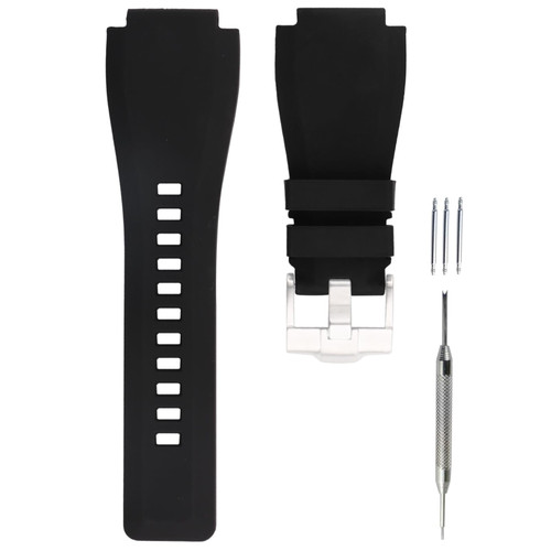 unilabo Rubber Watch Band Compatible for Bell & Ross B&R BR-01 BR01 BR-03 BR03 BR0392/BR-03-92/BR03-92 Diver Silicone Strap Replacement for men and women wirst watchband (Silver Buckle)