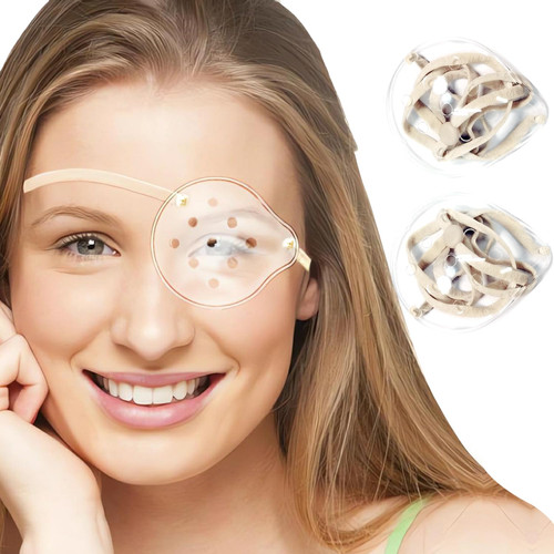 AMZVIO 2Pcs Clear Eye Shield after Cataract Surgery,Ventilated Eye Patch Covers for Sleeping with Adjustable Strap,Plastic Hard Eye Protector for Recovery(Beige)