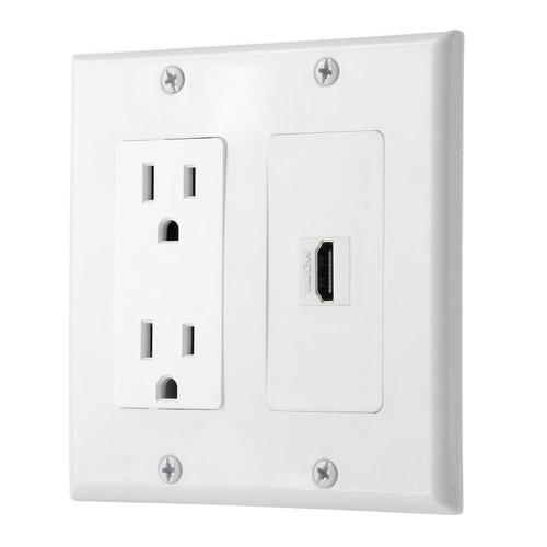 IBL-15A Power Outlet, 1 Port HDMI - Wall Plate in White