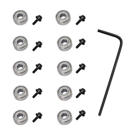 Wolfride 10Pcs Router Bit Bearing Set Top Bearings for Flush Trim Router Bit|Interior Dia: 3/16” & Outer Dia: 1/2”