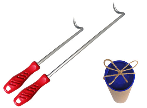 Food Flipper & Turners - Pigtail Flipper - 16 and 12 Inches BBQ Meat Turners - Long & Short 304 Stainless Steel Hook - Meat, Fish, Vegetable Cooking Set - BBQ Accessories - Barbecue Tongs - BBQ Fork