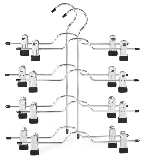 TOPIA HANGER 4 Tier Metal Skirt Hangers with Clips 80% Space Saving 2 Pack